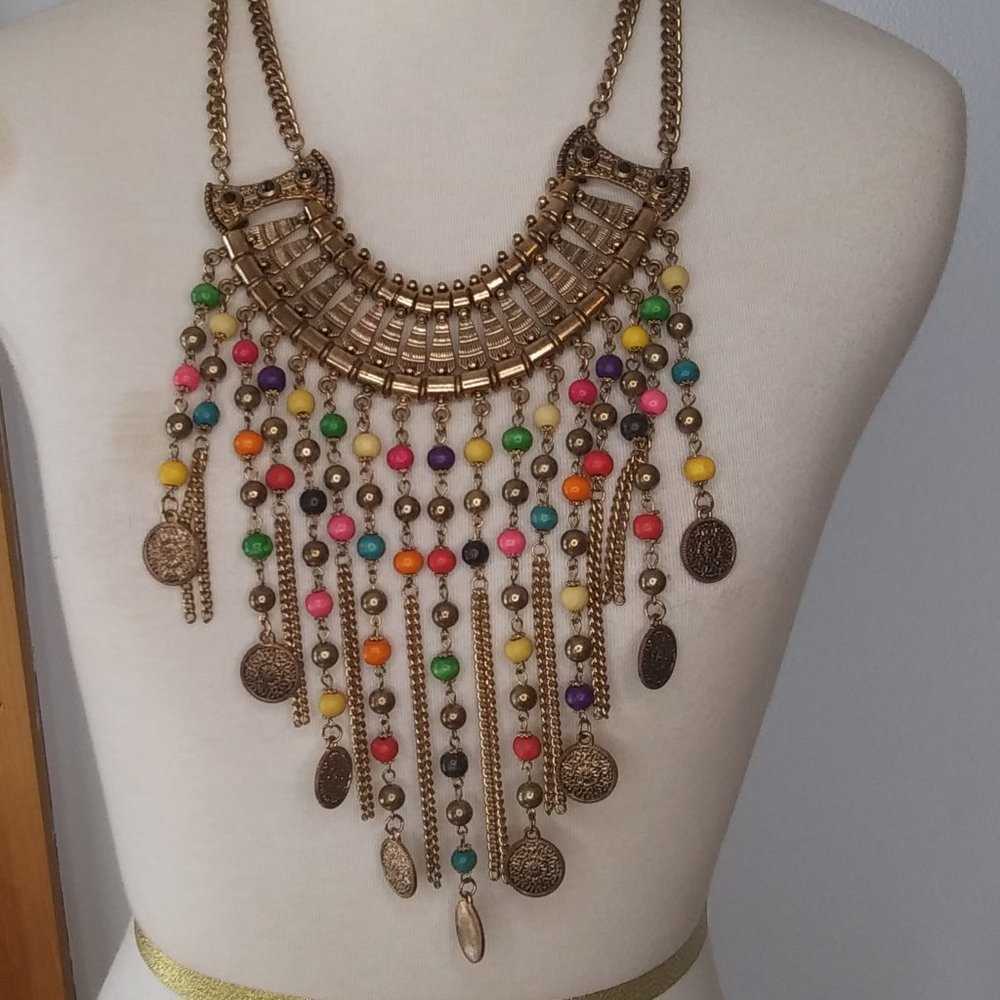 Boho Bollywood Festival Gypsy Hippie  Coachella Tribal Statement Necklace - Picture 2 of 16